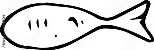 Hand drawn fish illustration on transparent background.
