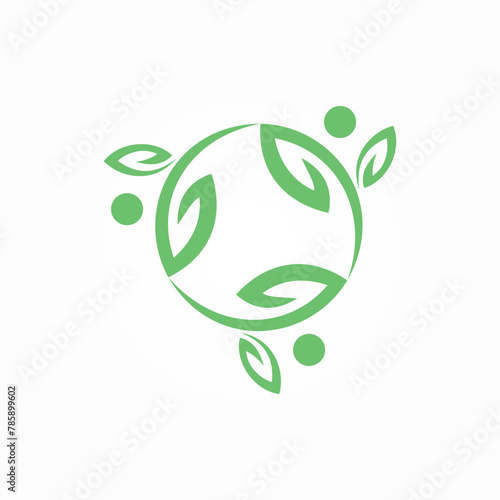 people health life circle logo icon design. person grow with green leaf icon symbol for health lifestyle illustration element. health care medical and happy family. Charity, yoga, medicine symbol