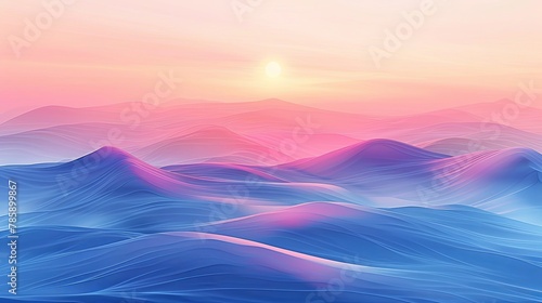 Surreal Sunset Over Digital Waves