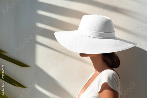 Women's sunhat png mockup, transparent design photo