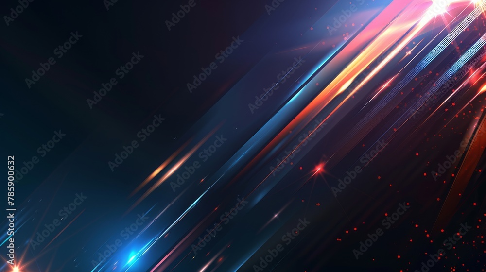Blue technology background with motion neon light effect