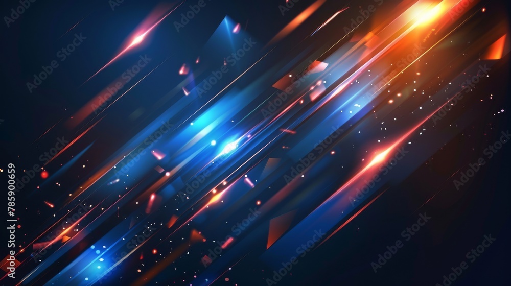 Fototapeta premium Blue technology background with motion neon light effect