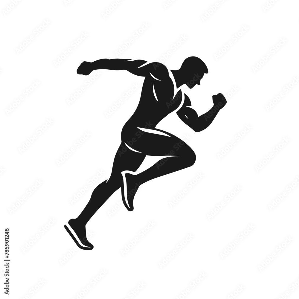 Sportsman running, playing, silhouette vector isolated on white background