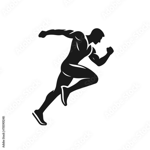 Sportsman running, playing, silhouette vector isolated on white background