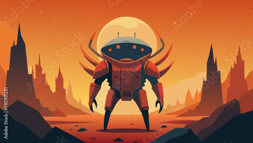 An otherworldly creature with multiple jointed legs and a tough exoskeletonlike skin that protects it from the firestorms that ravage the