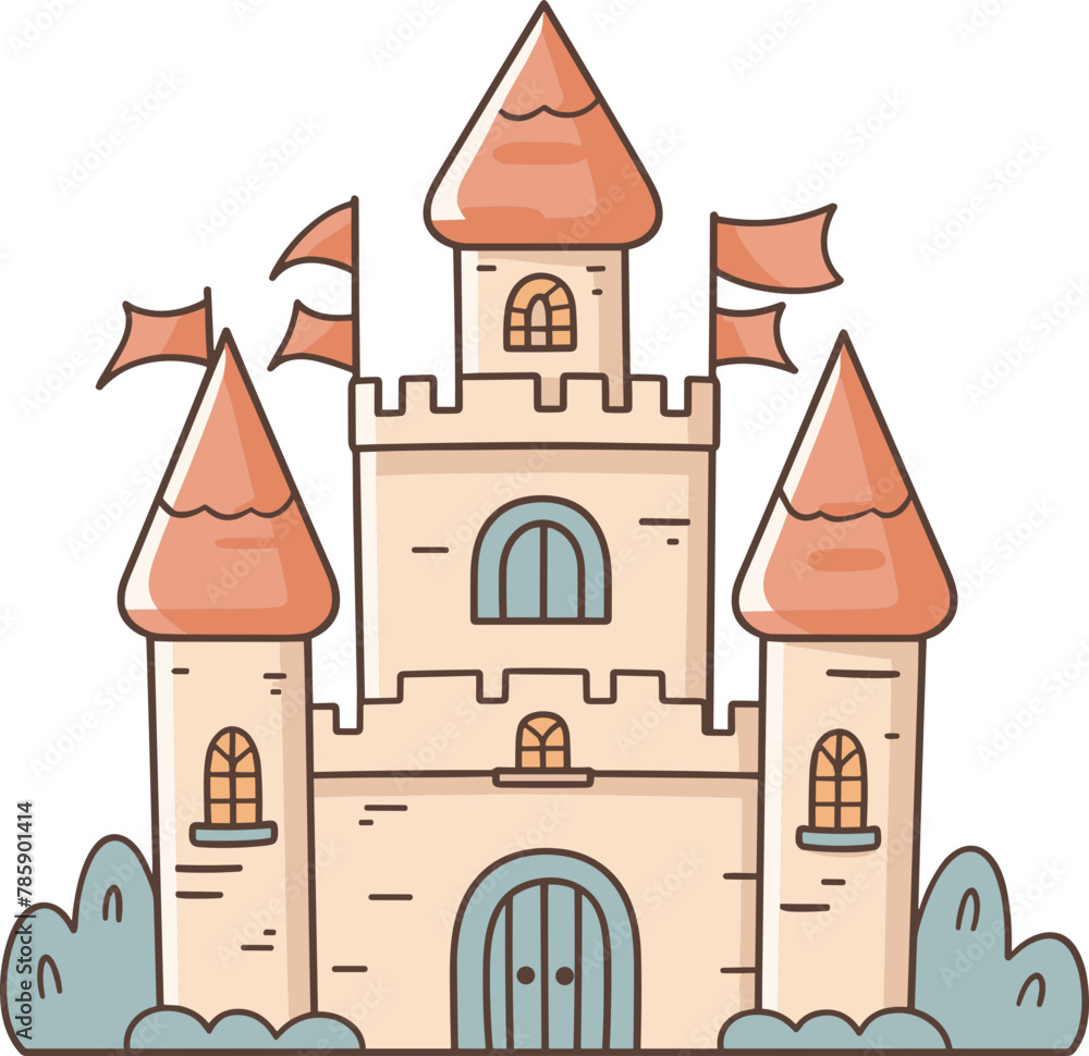 Cute castle clipart design illustration