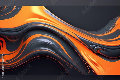 Wallpaper Mural Gradient background of abstract fluid wavy shapes. A smooth and colorful abstract background with a mixed gradient of orange and dark gray colors. Torontodigital.ca