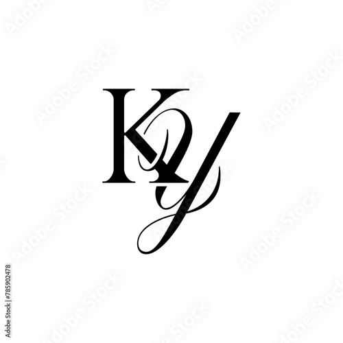 Initial Mixed Letter Logo. Logotype design. Simple Luxury Black Flat Vector KY