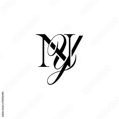Initial Mixed Letter Logo. Logotype design. Simple Luxury Black Flat Vector NY
