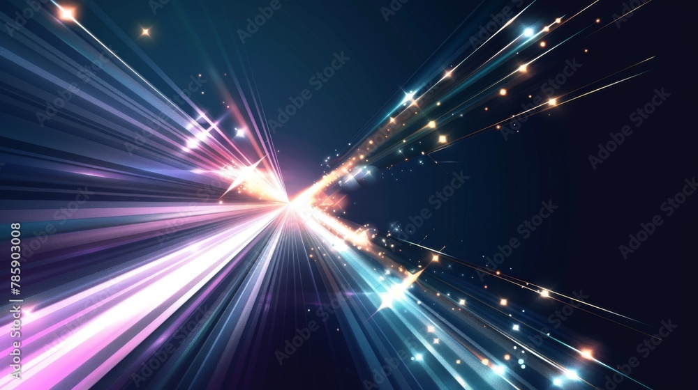 Obraz premium Dynamic motion light and fast arrows moving on dark background