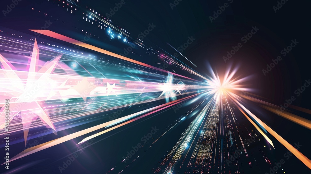 Obraz premium Dynamic motion light and fast arrows moving on dark background