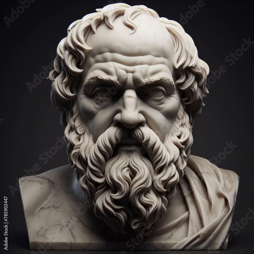 3D rendered illustration of the sculpture of Aristotle. The Greek philosopher. Aristotle is a central figure in the history of Ancient Greek philosophy. 