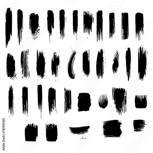 Brush strokes texture. Black grunge brush stroke template. Ink brush stroke collection.