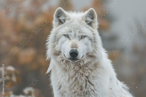 White wolf  Canis lupus  in the snow