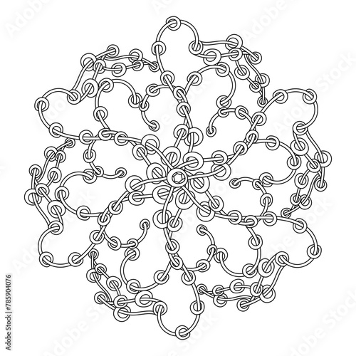 A meditative creative mandala for adult. Hand drawn Vector illustration. Coloring book page