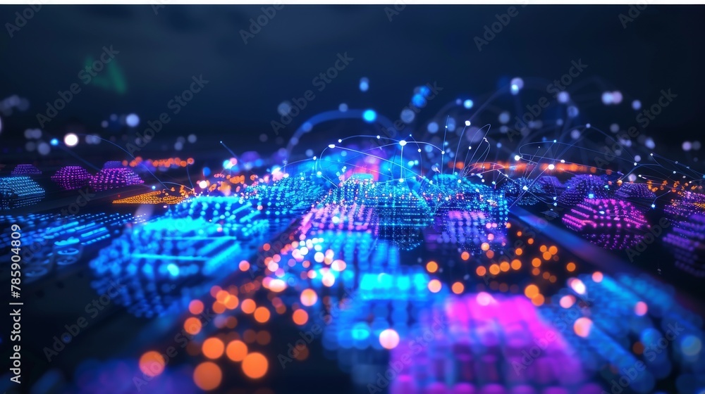 Obraz premium Hi Tech Network Connection Grid futuristic abstract background