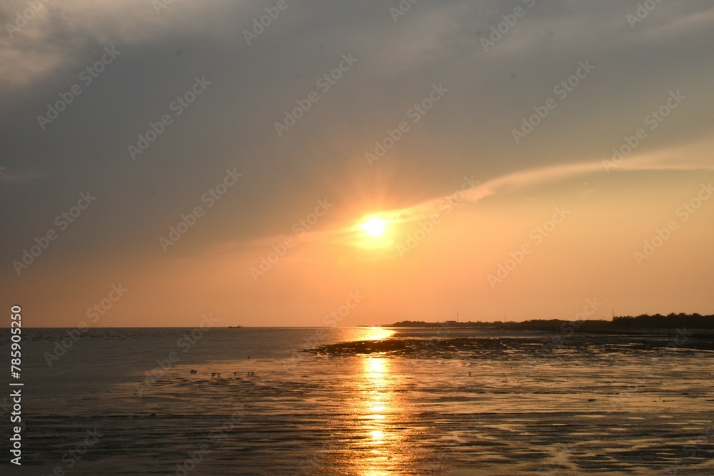 landscape of sea in sunset in Thailand   