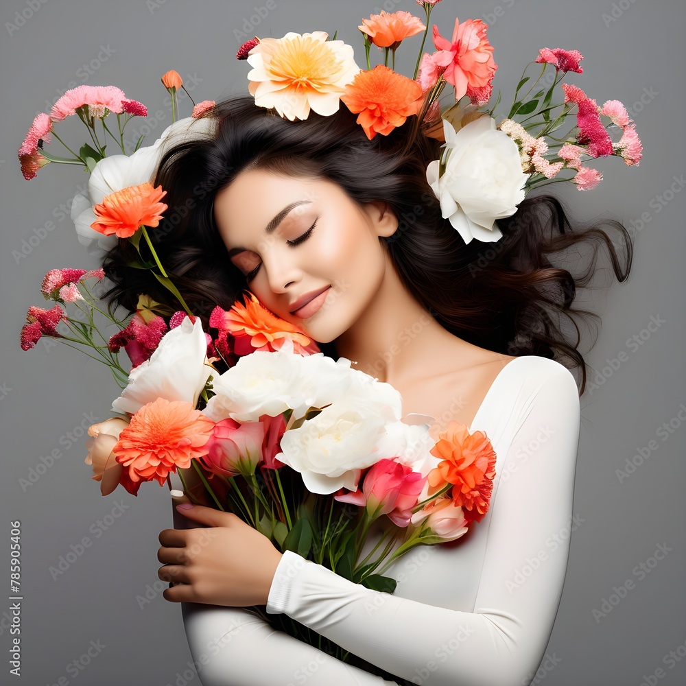 girl with flowers girl with flowers
