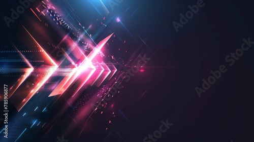 Modern shape arrows moving at high speed on dark background