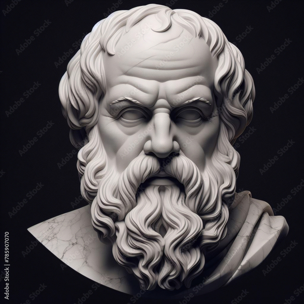 Socrates, Greek philosopher from Athens, founder of Western philosophy. Socrates bust sculpture, ancient Greek philosopher from Athens. ancient Greek philosopher.