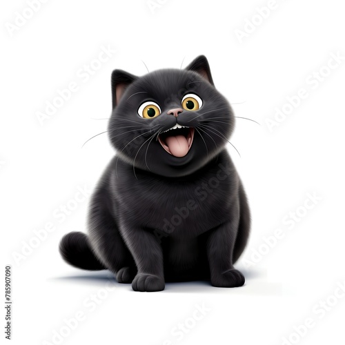 Cheerful black cat. Clipart is a great choice for creating a variety of projects. AI generated. (ID: 785907090)