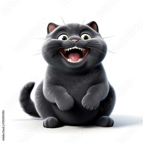 Cheerful black cat. Clipart is a great choice for creating a variety of projects. AI generated. (ID: 785907093)