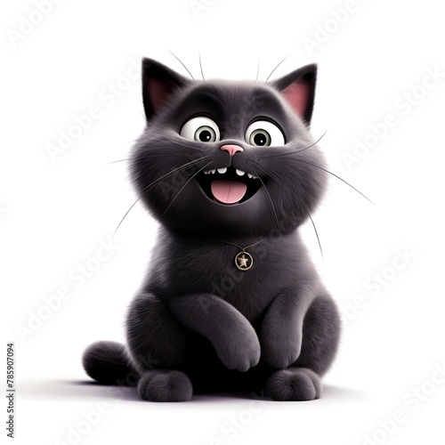 Cheerful black cat. Clipart is a great choice for creating a variety of projects. AI generated. (ID: 785907094)