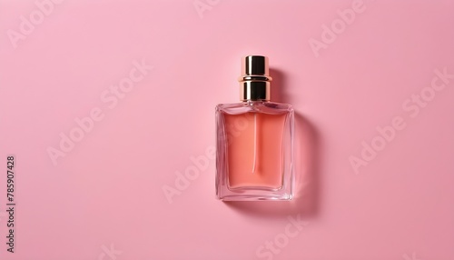 Fragrance bottle on a colorful stylish background. Aesthetic 