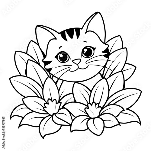 "Adorable Feline Frolic: Playful Kitty Hiding Among Blossoms Sparks Joy"