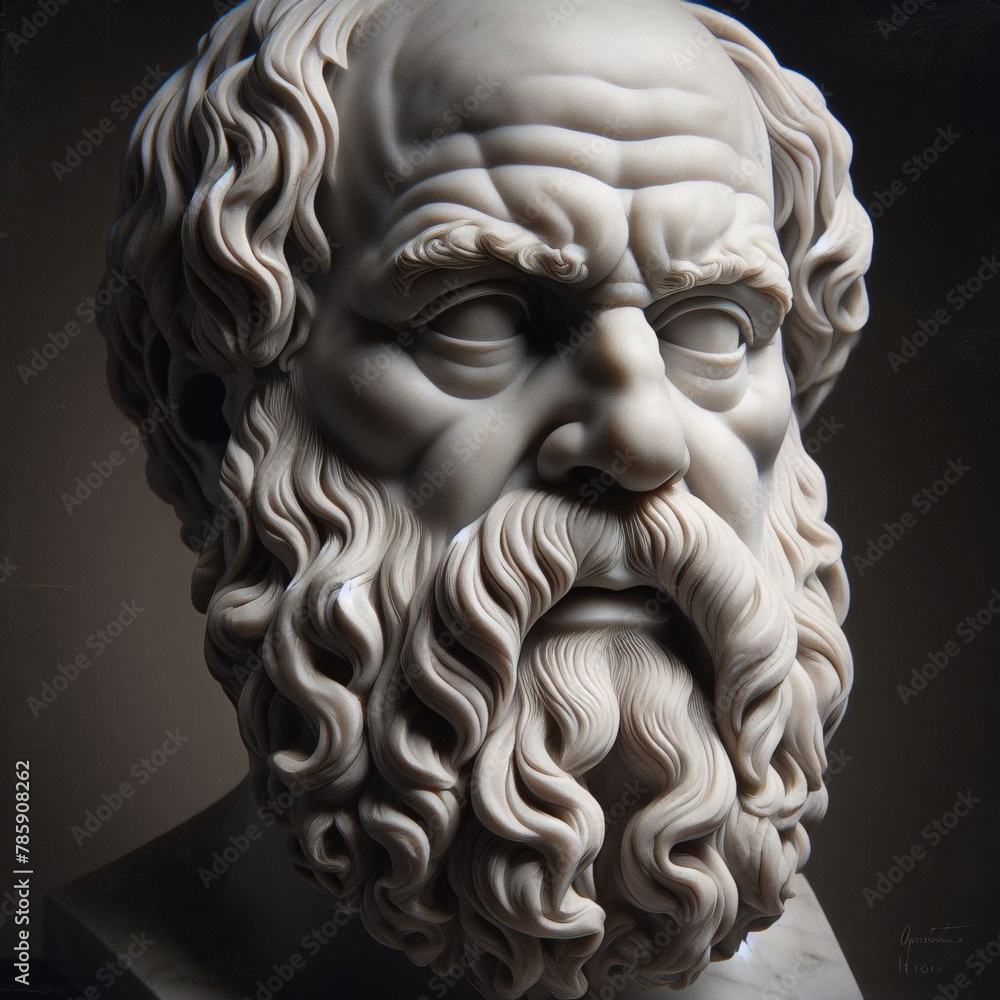 Socrates, Greek philosopher from Athens, founder of Western philosophy. Socrates bust sculpture, ancient Greek philosopher from Athens. ancient Greek philosopher.