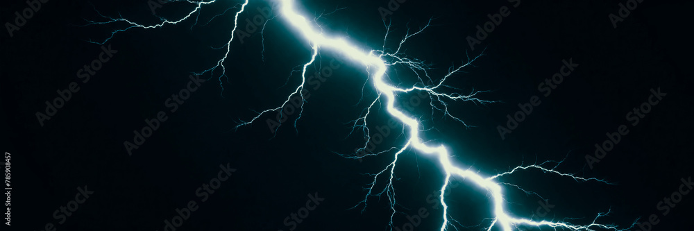 Lightning strike on a wide dark background
