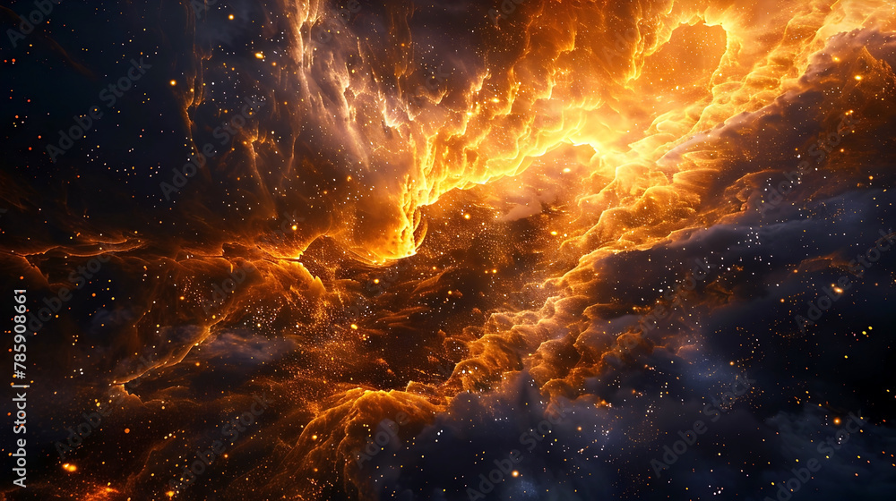 Celestial Inferno:A Captivating Cosmic Dance in the Abyss of the Universe