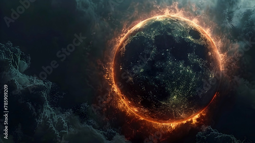 Cosmic Eclipse Unleashing Apocalyptic Toxicity Consuming the Isolated Realm in 3D Cinematic Splendor