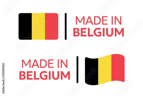 made in Belgium labels set, Belgian product icons