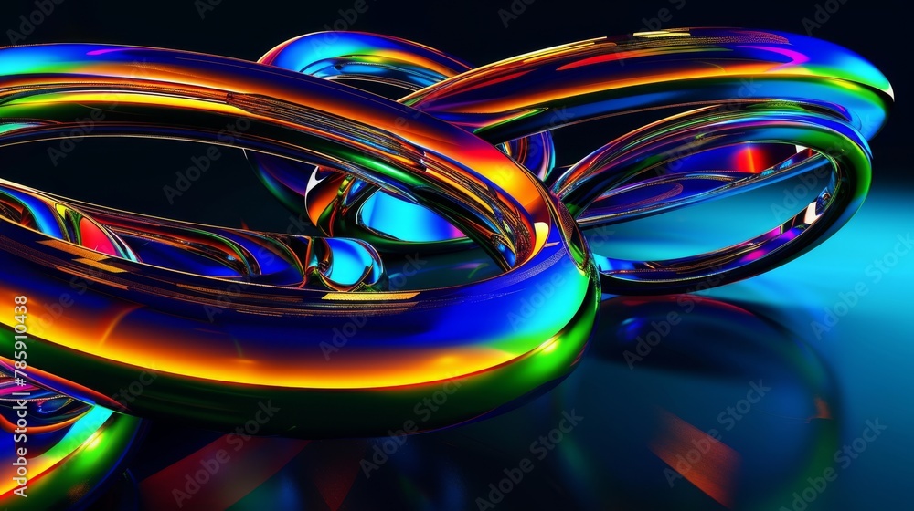 chrome rings in various sizes arranged on a dark blue background chrome rings in various sizes arranged on a dark blue background