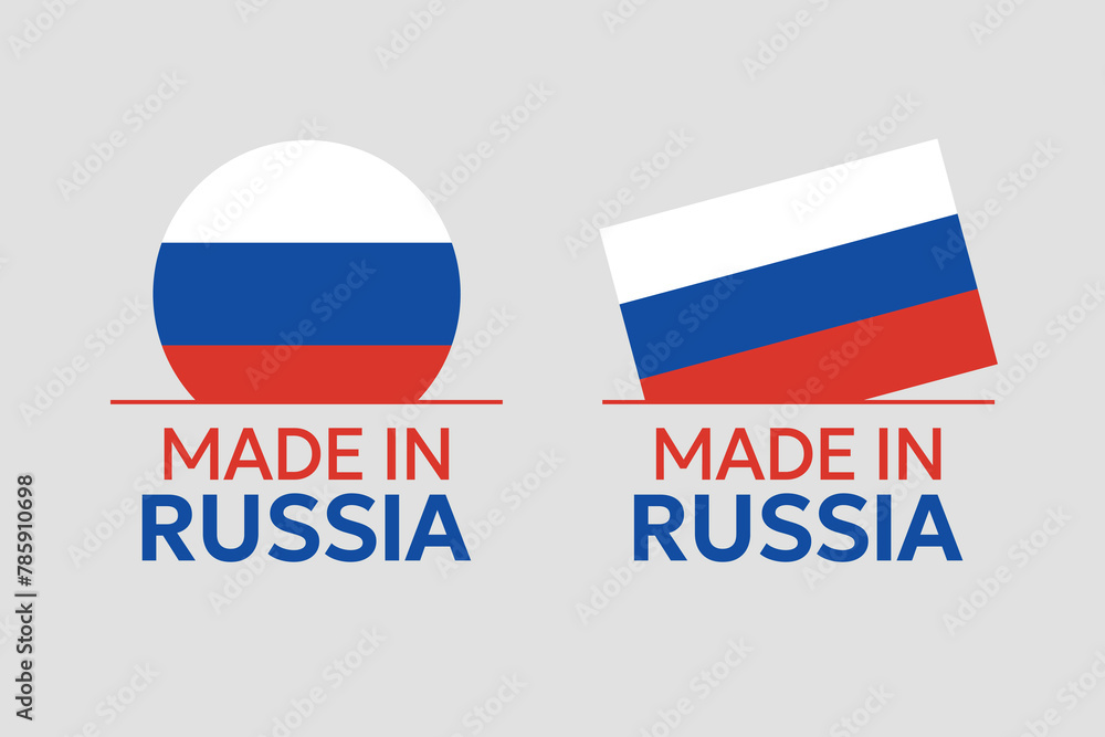 made in Russia labels set, Russian product icons made in Russia labels set, Russian product icons