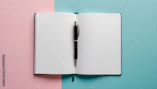 A notebook, writing paper on a colorful stylish background. Aesthetic