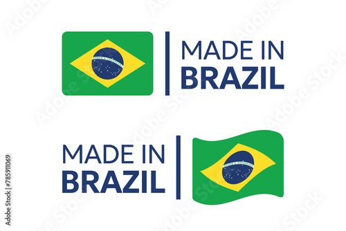 made in Brazil labels set, Federative Republic of Brazil product icons