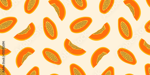 Seamless pattern with papaya fruit