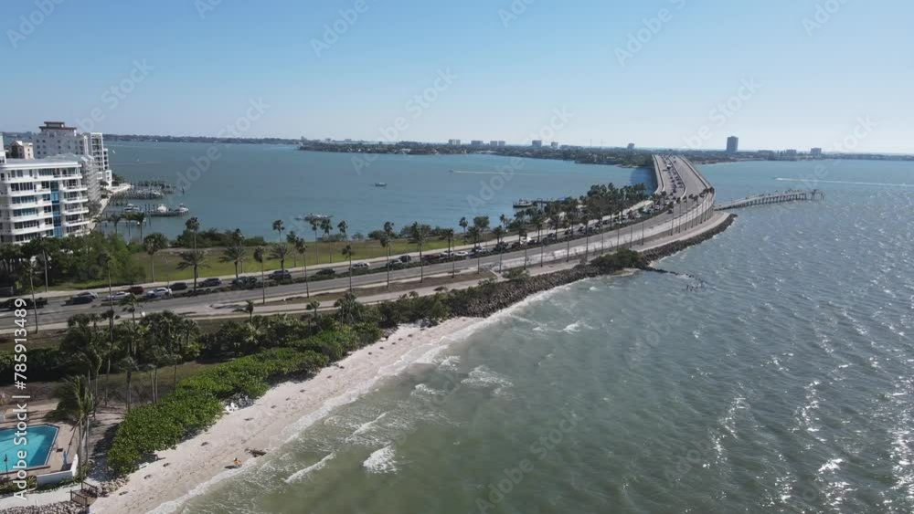 Aerial view of landscape coastal scene in Sarasota, Florida Aerial view of landscape coastal scene in Sarasota, Florida