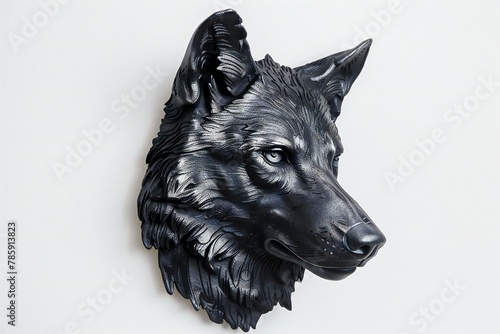 Sculpture of a wolf on a white background close-up