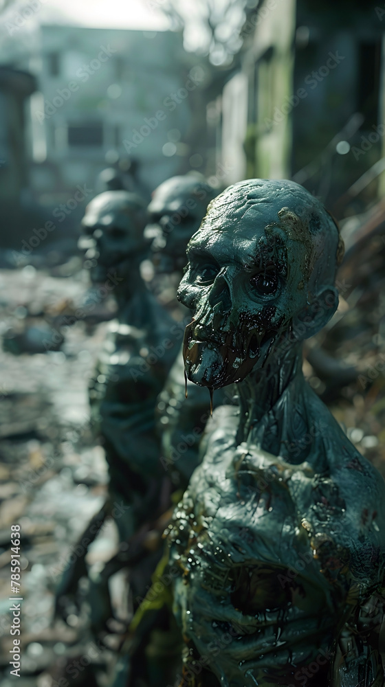 Haunting Undead Creatures Lurking in Abandoned Urban Wasteland