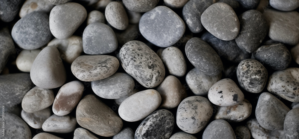 smooth, round, medium-sized grey stones with slight variations; background image smooth, round, medium-sized grey stones with slight variations; background image