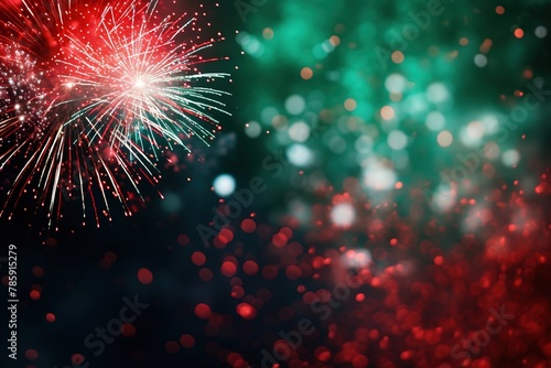 Mexico fireworks, representing mexican flag in green, white and red. Frequently seen on independence day on 16 september or in Mexico national football team match photo