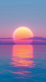 Minimalist line art of a sunset, simple horizon, clean strokes, serene colors, screen print style, tranquility embodied, 