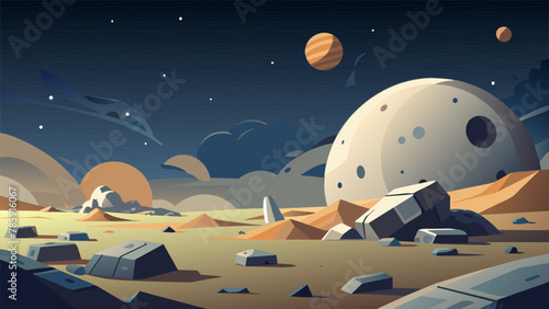 The once pristine beauty of space has been marred by the haphazard clutter of debris. Silver and gold glints a the wreckage a reminder of the