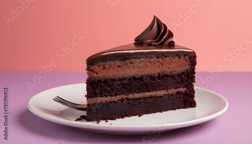Strawberry chocolate cake. Dessert. tone on tone background. 