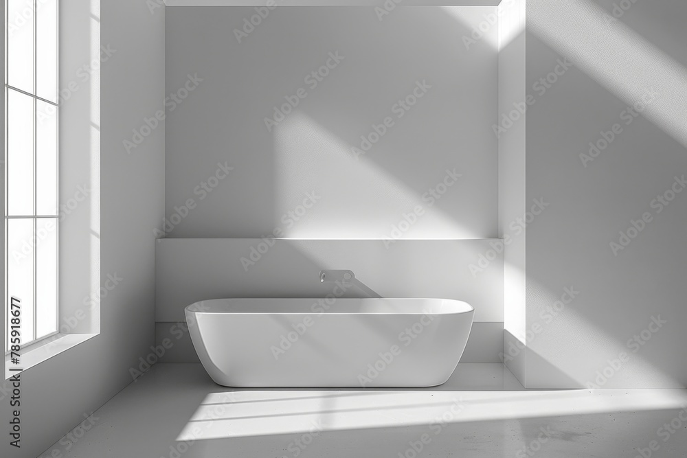 Fototapeta premium Bathroom Wall Mockup created with Generative AI