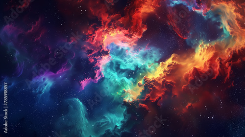 abstract background with nebula, galaxy and supernova, beautiful universe, fantasy space, astronomy and science, Wall Art Design for Home Decor, 4K Wallpaper for Mobile Cell Phone and Computer © YOAQ