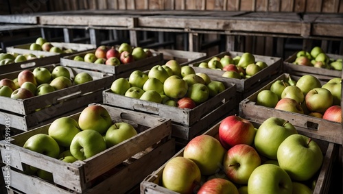 Apples and pears in crates ready for shipping